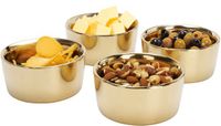 Siaki Serveer/chips schaaltjes - 4x stuks - aardewerk/gres - metallic goud - 8 x 4 cm