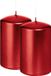 Wiedemann Bougie cylindrique/bougie pilier - 2x - rouge métallisé - 6 x 8 cm - 29 heures de combustion