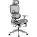 Chaise de bureau ergonomique en tissu mesh gris, réglable, mobile, avec accoudoirs et appui-tête, fauteuil de travail ajustable.