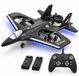 Pirox RC Skycopter Drone – Avion de chasse télécommandé – 2,4 GHz – Flip 360° – Mode Headless – 2 batteries – 36 cm