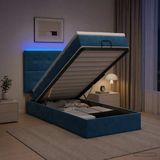 vidaXL Ottomaanse Bed met Matras en LED Donkerblauw 90 x 200 cm
