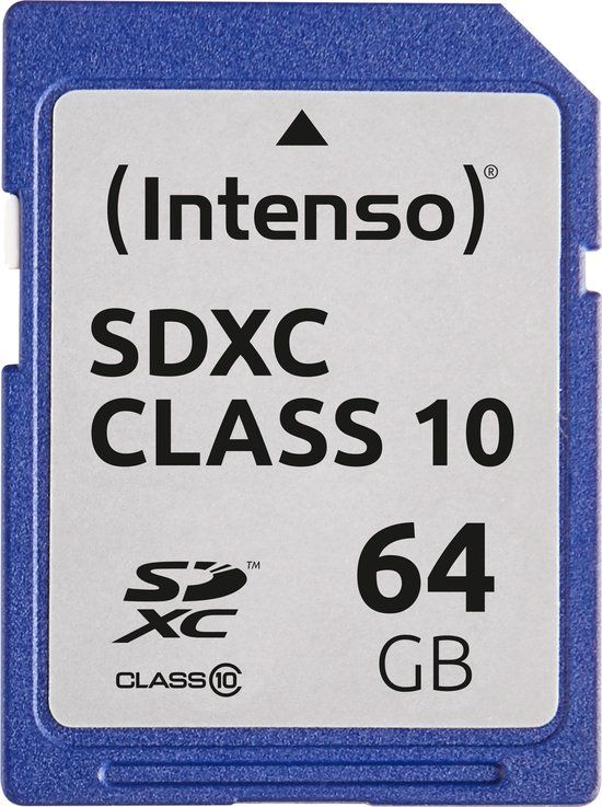 Intenso SDXC 64GB Class 10 - 25MB/s Lezen - 12MB/s Schrijven