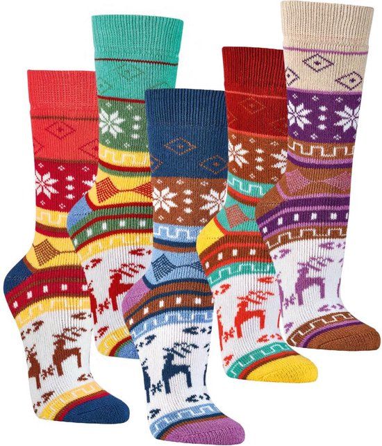 SOCKS4FUN Dames Hygge Thermosokken - Scandinavisch Design - Maat 39/42 - 2 paar