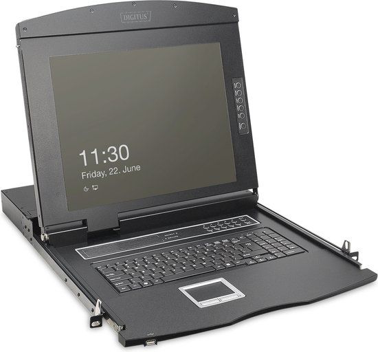 Digitus 19" HD LCD KVM Console, 1-poorts VGA, GE toetsenbord