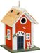Relaxdays Vogelhuisje Hout Rood Lichtbruin Wit Hangend 25x18,5x18,5 cm