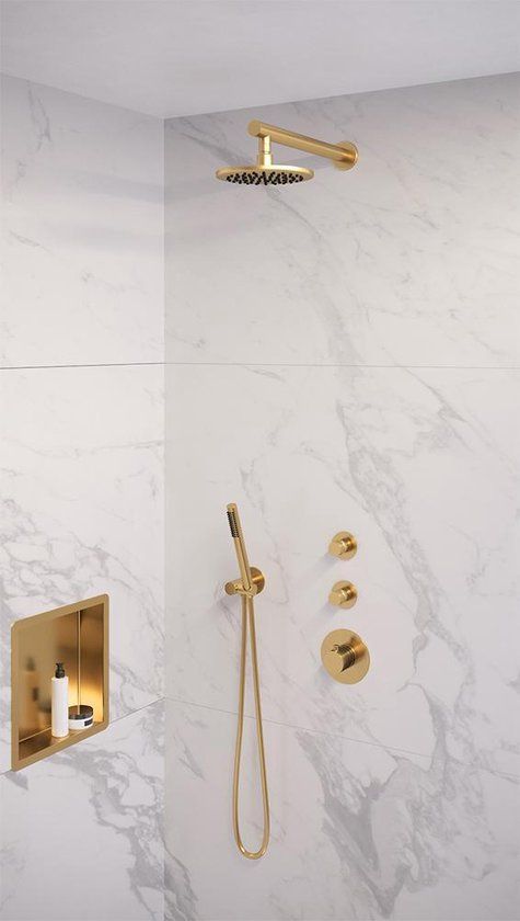 Brauer Gold Edition Thermostatische Inbouw Doucheset - Geborsteld Goud PVD - 20cm Hoofddouche