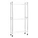 Amazon Basics Dubbele kledingstang, open met wielen en in hoogte verstelbare planken, maximaal gewicht 181 kg, chroomkleurig, 91 cm L x 35,5 cm B x 183 cm H