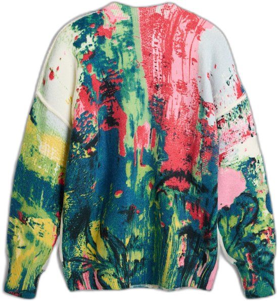Desigual Vrouwentrui Pintura Lange Mouw V-hals Katoen M Groen