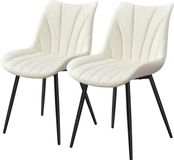 Merkloos / Sans marque Beige Eetkamerstoelen Set van 2 met Metalen Poten en Zachte Bekleding