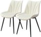 Merkloos / Sans marque Beige Eetkamerstoelen Set van 2 met Metalen Poten en Zachte Bekleding