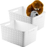 Plasticforte Opbergmand - 4x - Kastmand - rotan kunststof - ivoor wit - 18 Liter - 29 x 39 x 20 cm