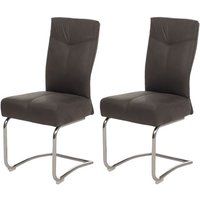 HWC-G56 Set van 2 eetkamerstoelen, keukenstoel sledestoel, textiel suèdelook ~ grijs
