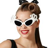 BigBuy Carnival bril, wit, zwart, glanzend