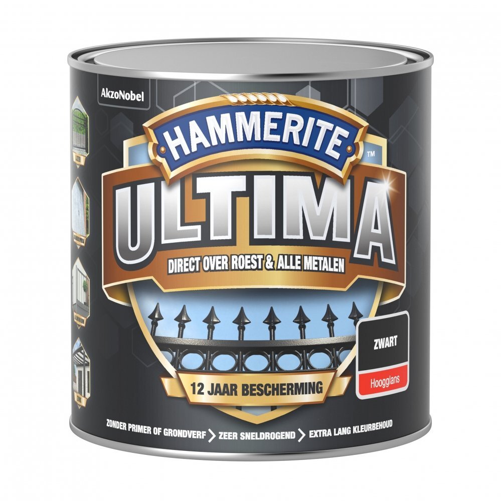 Hammerite Ultima Hoogglans - Zwart - 250ml