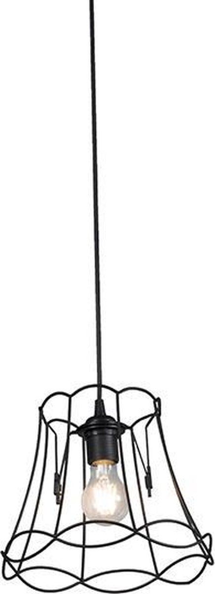 QAZQA Granny Frame - Retro Hanglamp - 1 lichts - Ø 200 mm - Zwart