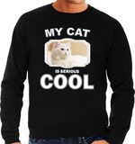 Bellatio Decorations Bol Witte kat katten trui / sweater my cat is serious cool zwart - heren - katten / poezen liefhebber cadeau sweaters M