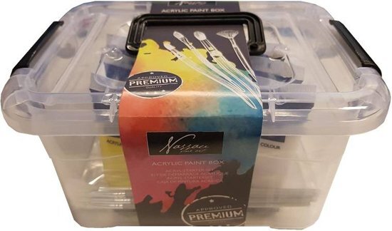 Art sensations Acrylic box 9 tubes + 6 penselen