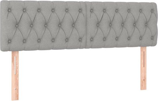 vidaXL Hoofdbord - Stof - Lichtgrijs - 144x7x78/88 cm