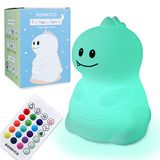BONNYCO Nachtlampje voor Kinderen met Afstands- en Aanraakbediening en 16 Kleuren. Nachtlamp Kinderkamer Timer, Dinosaurus Siliconen Kinder Bedlampje BPA-vrij. Geschenk voor Jongens en Meisjes