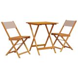 vidaXL 3-delige Bistroset stof en massief hout taupe