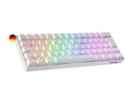 Geeky GK61 60% | Hot Swap Mechanisch Gaming Toetsenbord | 62 Toetsen Multi Kleur RGB LED Achtergrondverlichting voor PC/Mac Gamer | ISO DE Qwertz Duitse Indeling (Wit, Mechanical Speed Silver)