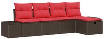 vidaXL Canapé - 4 places - Poly rotin - Brun