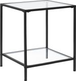 en.casa Bijzettafel Norrtälje met plank glas 55x45x45 cm zwart