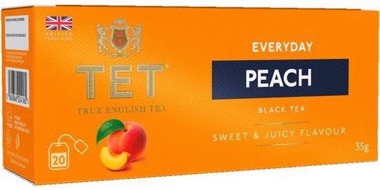 True English Tea Zwarte thee Everyday Peach, 20 stuks