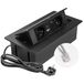 GTV – Inbouwstopcontact MULTISOFT zwart met 2x stopcontact met aarding, USB A+C, RJ45, intrekbaar met afdekking, 1,5 m kabel, voor keuken, kantoor, vergader- en werktafel