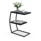 Merkloos Relaxdays Bijzettafel met opbergruimte - 58,5 cm hoog - zwart