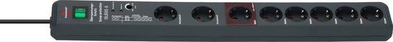 Brennenstuhl Secure-Tec - Stekkerdoos met overspanningsbeveiliging - 8-voudig - Antraciet - 3m
