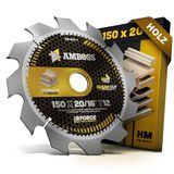 AMBOSS WERKZEUGE® Cirkelzaagblad HM 150 x 20 16 Z12 wisseltanden voor hout zaagblad 150 mm + verloopring 16 20 mm 150 x 20 150 x 16 mm compatibel met Bosch GB 1923 GKS 12V