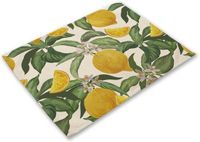 Merkloos Placemats Sets - Tafelonderleggers - Keuken Decoratie - Waterafstotend Linnen - 42x32cm - Citroenprint