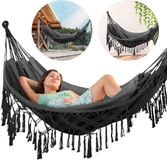 Luverno® Hangmat XXL - Donkergrijs - Katoen - 200x150 cm - 200 kg