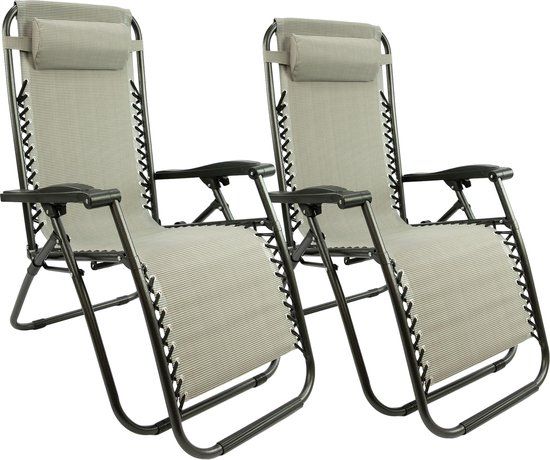 MaxxGarden Opvouwbare Tuinstoel - 2 Stuks - Grijs - Verstelbaar - Zero Gravity