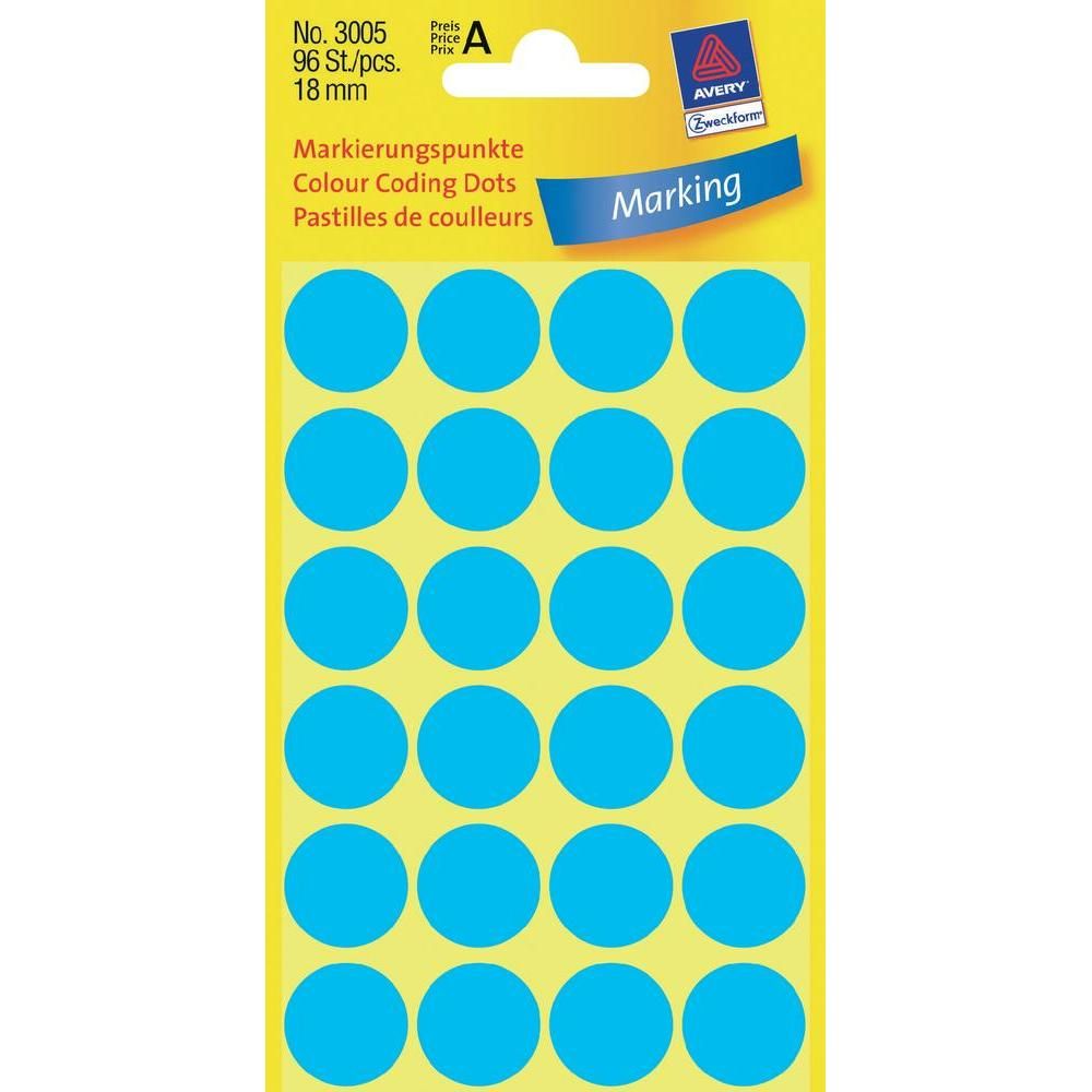 Avery Gekleurde Markeringspunten - blauw - Ø 18,0 mm - permanent klevend