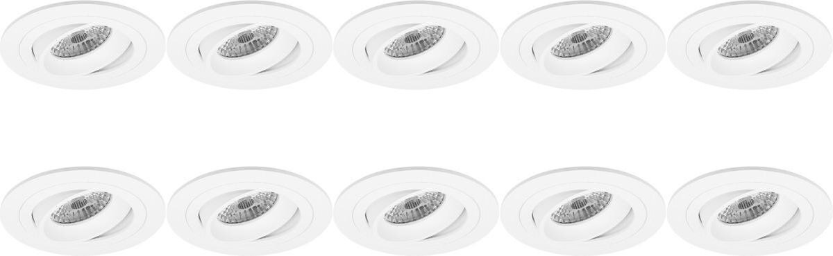 Qualu Spot Armatuur 10 Pack - Proma Alpin Pro - GU10 Fitting - Inbouw Rond - Mat Wit - Aluminium - Kantelbaar - Ø92mm