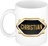 Bellatio Decorations Naam cadeau mok - heren - Christian - gouden embleem - 300 ml