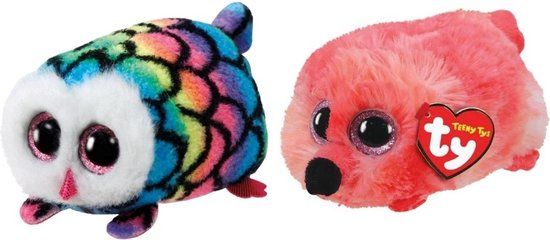 Ty - Teeny Ty's - Hootie Owl & Gilda Flamingo - Pluche Knuffel - Meerkleurig