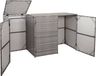 Mendler Afdekking voor 3 vuilnisbakken, model HWC-E25, vuilnisbakbox, afdekking voor vuilnisbakken, polyrotan, grijs, geschikt voor 3 x 120 liter