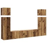 vidaXL 8-delig Tv-meubelset wandmontage bewerkt hout oud houtkleurig