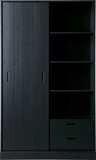 WOOOD Move Schuifdeurkast - Grenen - Mat Zwart - 200x120x42cm