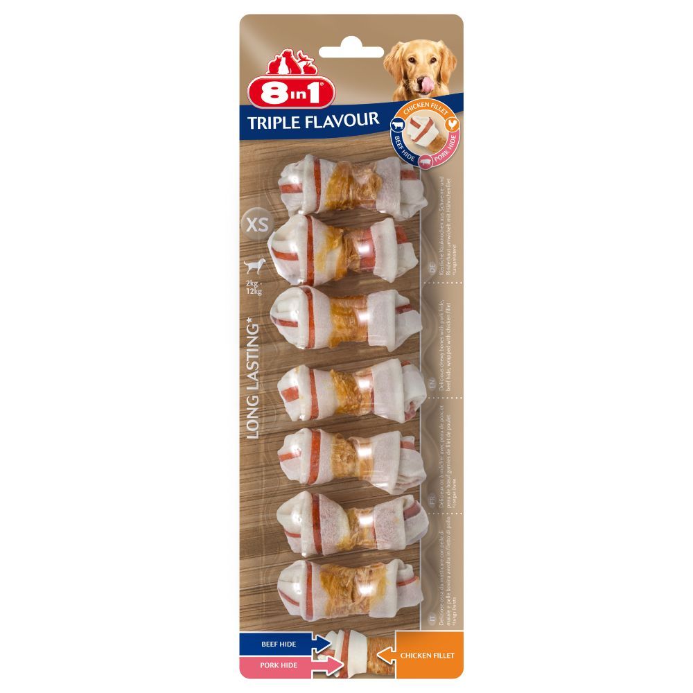 8in1 Triple Flavour Kauwbotten - M, 3 x 65 g