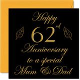 Speciale 62e verjaardag kaart voor papa mama ouders - speciale mama & papa - gelukkige 62 trouwkaarten van zoon dochter familie, 145mm x 145mm wenskaarten voor zesenzestig-tweedejaars jubilea