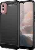 Techsuit Hoesje geschikt voor Nokia C32 - Carbon Silicone Back Cover - Zwart