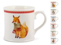 H&H 831430 Set van 6 mokken, New Bone China, Winter dier decoratie, cc350