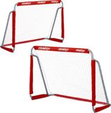 Relaxdays Voetbaldoeltjes - Set van 2 - 110 x 150 cm - Kinderen en Volwassenen - Met Net - Metaal