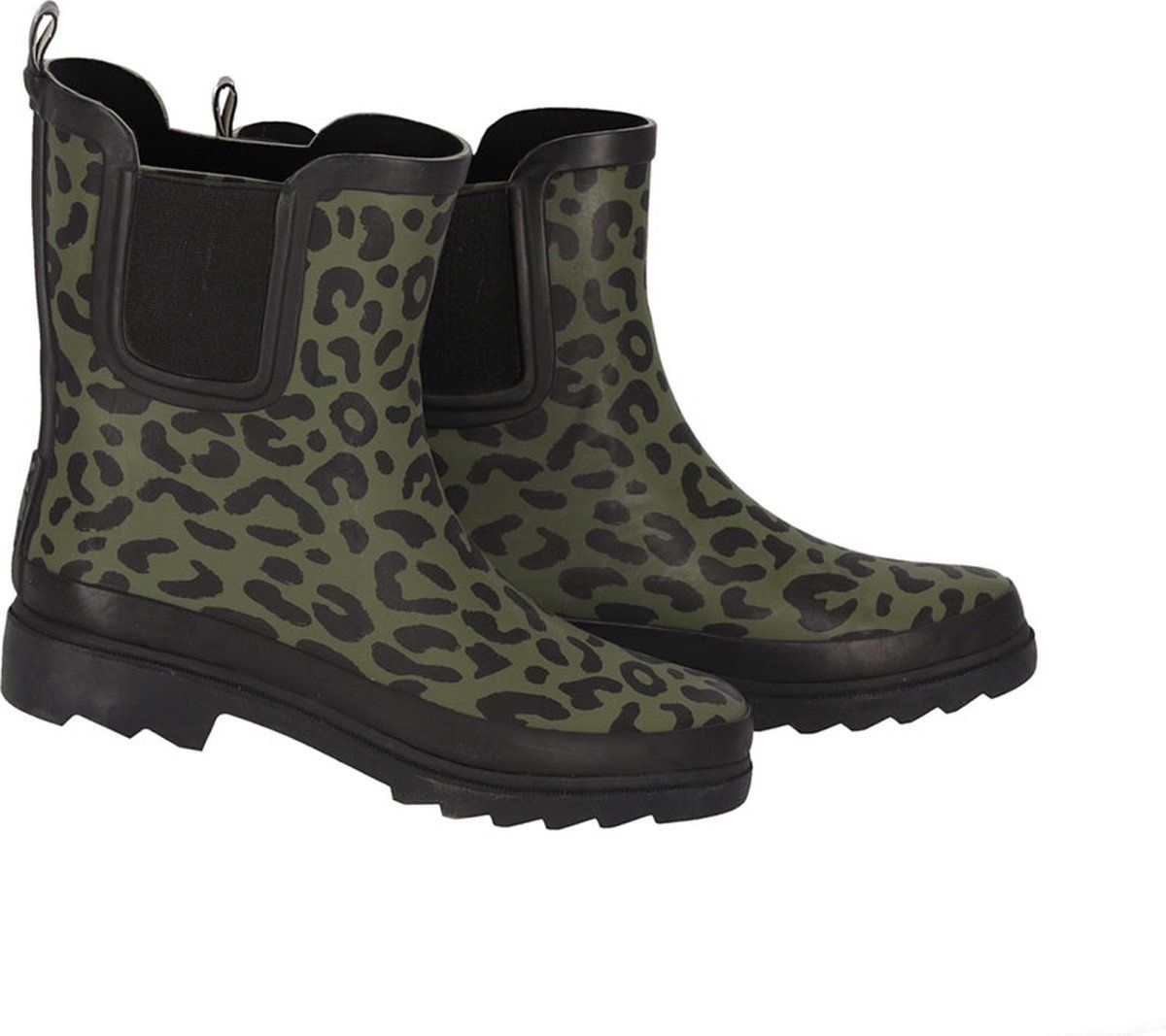 XQBoots Chelsea Regenlaars Print Rubber Groen&Zwart - Maat 37