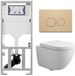 Geberit QeramiQ Dely Swirl Toiletset - Inbouwreservoir Geberit UP320 - Met Burda Frame - 25mm Zitting - Bedieningsplaat Kunststof Beige - Ronde Knoppen - Glans Wit