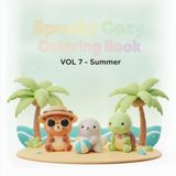 Spooky Cozy Coloring Book Vol. 7: 40 Cute Summer Characters for Teens and Adults: Bear, Seal, Turtle and More
